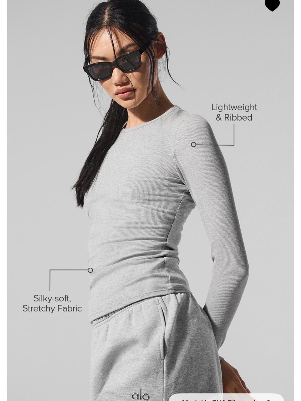 ALO Yoga Ribbed Modal Long Sleeve Shirt 🩶